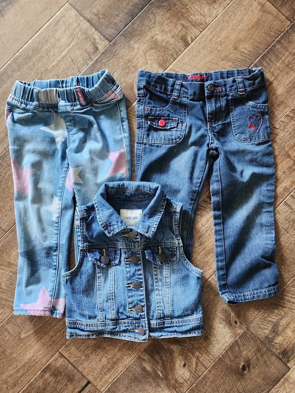 3T Girls' Denim Y2K Lot Vest and Embroidered Jeans
